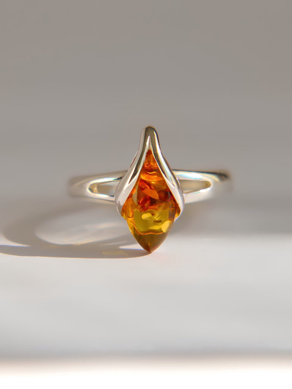 Baltic Amber Ring in Sterling Silver